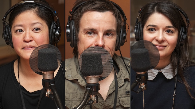 Chu Anh Pham, David Bussières et Marie-Michèle Giguère au micro de Catherine Perrin.