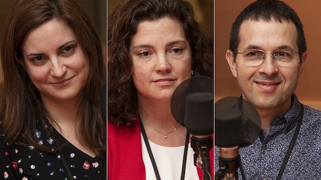 Marie-France Lemire, Heather Pim et Yves Castonguay au micro de Catherine Perrin.