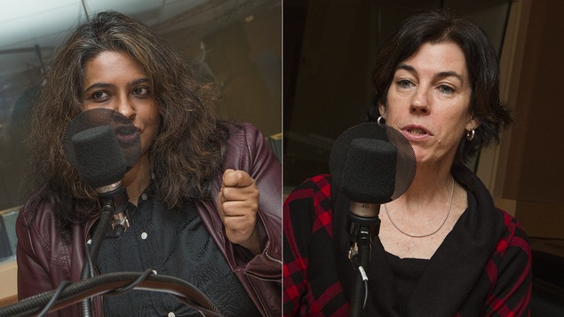 Sumitra Rajagopalan et Suzanne Lareau au micro de Catherine Perrin
