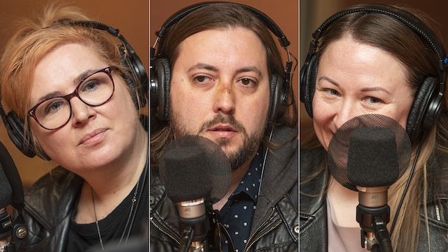 Nadia Seraiocco, Marc-André Mongrain et Julia Cyboran au micro de Catherine Perrin.