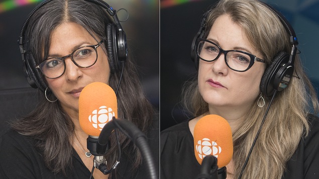 Chantal Srivastava et Anne-Marie Dupras au micro de Catherine Perrin.