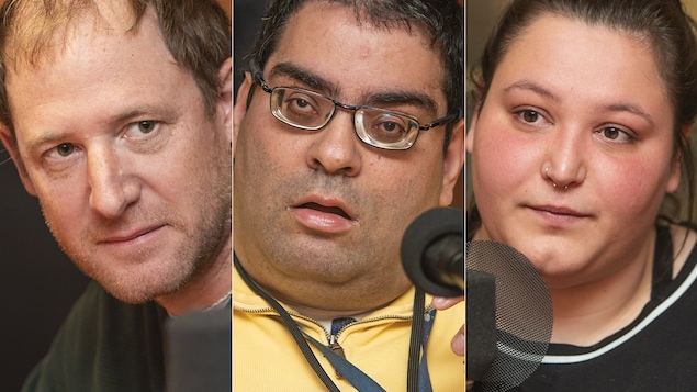 Guillaume Sylvestre, Wady Salem et Raphaëlle Bélanger au micro de Catherine Perrin.