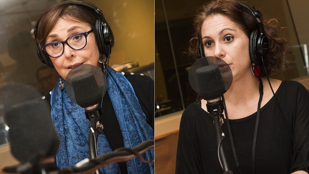 Alexandra Szaçka et Mélanie Sarroino au micro de Catherine Perrin