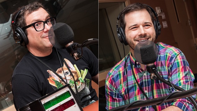 Stéphane Tellier et Marc-Antoine Vachon au micro de Stéphan Bureau