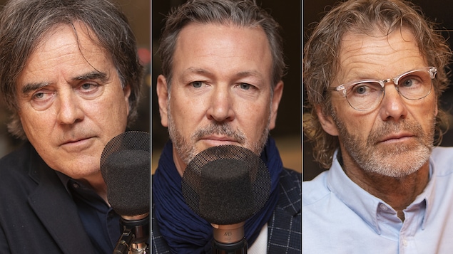 Pierre Thibault, Ricardo Larrivée et Pierre Lavoie au micro de Catherine Perrin.