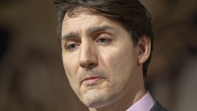 Le premier ministre Justin Trudeau lors d'un point de presse à Montréal, le 27 février 2019.