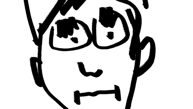 Dessin d'un visage d'homme caricaturé.