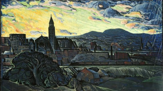 L'oeuvre «Commencement d'orage à Hochelaga» est peut-être la plus connue d'une série de toiles de Marc-Aurèle Fortin qui dépeignent le quartier Hochelaga.