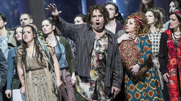 De gauche à droite : Aniko Bakonyi (Serena), Andras Palerdi (Porgy), Orsolya Hajnalka Roser (Clara) et Gabriella Letai Kiss (Bess) pendant une répétition de «Porgy and Bess» de George Gershwin au Erkel Theater du Hungarian State Opera à Budapest.