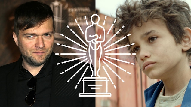 À gauche : portrait de Rafaël Ouellet. À droite : le jeune acteur Zain Al Rafeea, dans le film «Capharnaüm». En superimposition : une illustration d'une statuette d'Oscar.