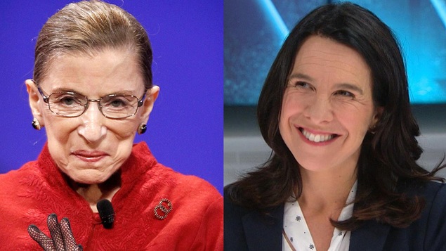La juge à la Cour suprême américaine Ruth Bader Ginsberg et la mairesse de Montréal Valérie Plante.
