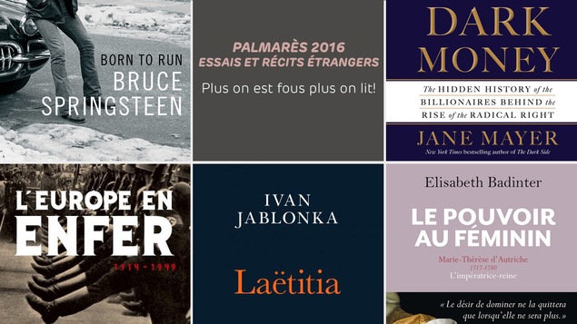 Une partie des couvertures des ouvrages de Bruce Springsteen, d'Ian Kershaw, d'Ivan Jablonka, d'Elisabeth Badinter et de Jane Mayer Une partie des couvertures des ouvrages de Bruce Springsteen, d'Ian Kershaw, d'Ivan Jablonka, d'Elisabeth Badinter et de Jane Mayer