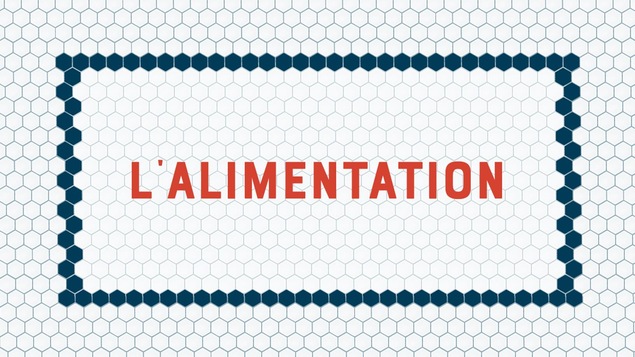 L'alimentation écrit en rouge sur fond blanc.