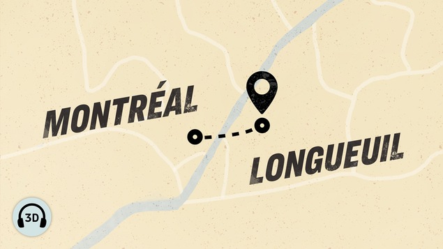 Carte illustrant la distance parcourue par les protagonistes entre Montréal et Longueuil