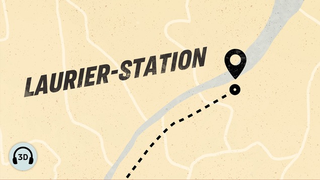 Carte illustrant la distance parcourue par les protagonistes jusqu'à Laurier-Station