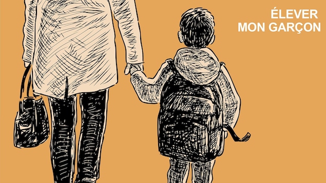 Illustration d'un jeune garçon tenant la main de sa mère. Ils sont de dos et semblent marcher à l'extérieur.