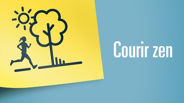 Illustration d'une personne qui court dans un parc: on voit un arbre et le soleil.