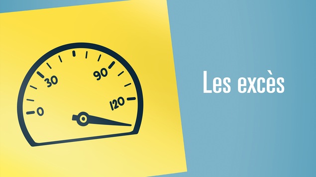 Illustration représentant l'excès: un compteur de vitesse est au maximum
