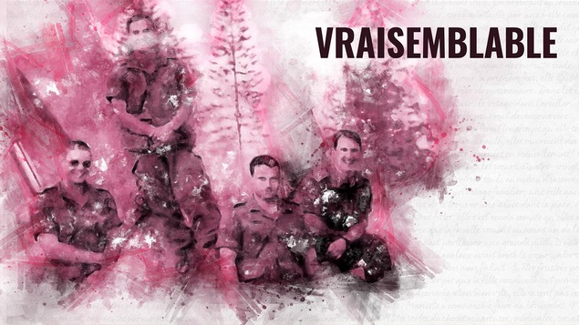 Dessin réalisé à partir d'une photo de Marc Comeau et d'autres soldats.