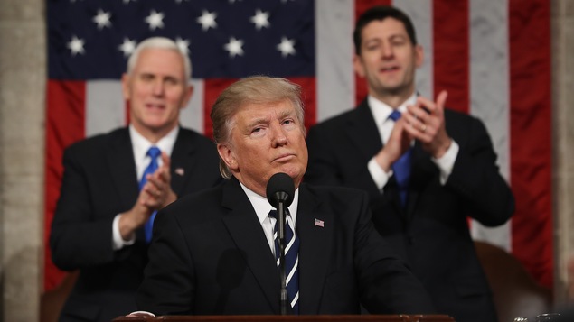 Donald Trump lors de son discours devant le Congrès américain