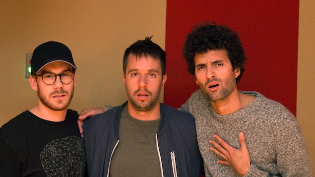 Alexandre Bisaillon, Alexandre Barrette et Alex Fredo au studio 25 de Radio-Canada