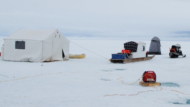 Le camp de base établi au nord d'Arctic Bay