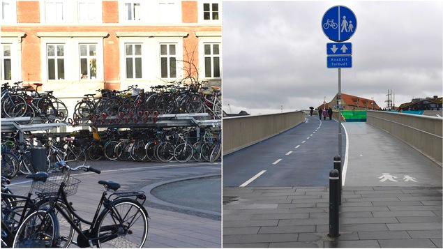 Des vélos et des pistes cyclables à Copenhague