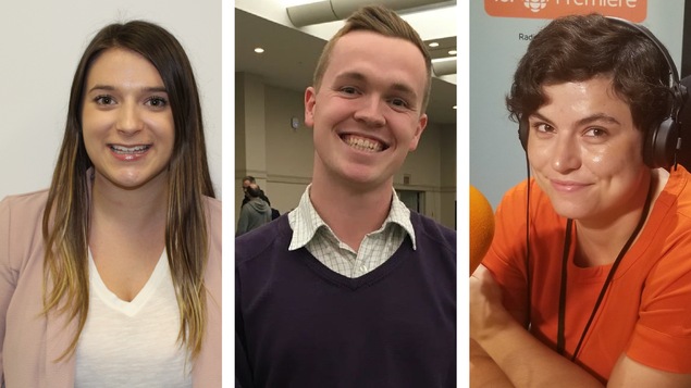 Montage photo de Cassidy Villeneuve, Chris Reid et Nadine Tkatchevskaia sont trois jeunes partisans millénariaux qui partagent leurs réflexions sur la campagne électorale.