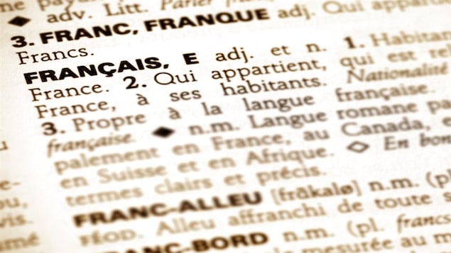 Un gros plan sur une page de dictionnaire montrant les définitions du mot français. Un gros plan sur une page de dictionnaire montrant les définitions du mot français.