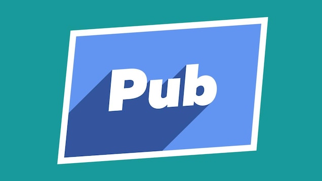 Le mot pub écrit sur fond bleu