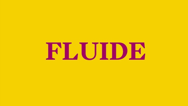 Fluide, inscription fuchsia sur fond jaune