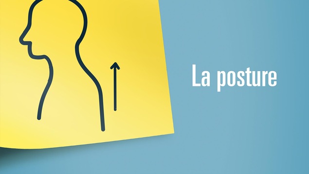 Illustration représentant la posture: une silhouette de profil et une flèche vers le haut en guise d'incitation à se tenir droit