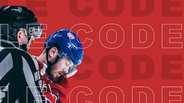 Image de Paul Byron soutenu par un arbitre sur fond rouge avec le libellé « Le code ».
