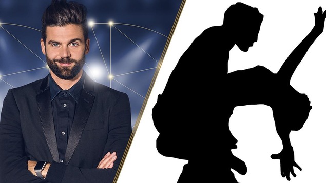 Une image mosaïque de Jean-Philippe Wauthier et une silhouette de couple de danseurs. Une image mosaïque de Jean-Philippe Wauthier et une silhouette de couple de danseurs.