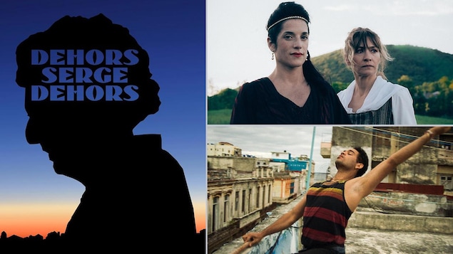 Trois images tirées des films Dehors Serge dehors (une silhouette noire sur fond bleu), Hygiene sociale (deux femmes en tenue d'époque) et Sin La Habana (un jeune homme qui danse).