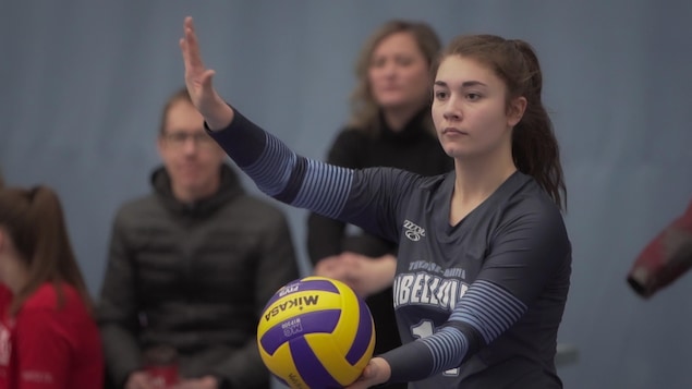Une jeune femme qui s'apprête à lancer un ballon. Une jeune femme qui s'apprête à lancer un ballon.