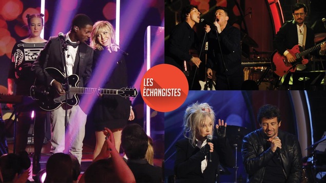 Karim Ouellet et Laurence Nerbonne, Yann Perreau et Patrice Michaud, Diane Dufresne et Patrick Bruel en prestation. Karim Ouellet et Laurence Nerbonne, Yann Perreau et Patrice Michaud, Diane Dufresne et Patrick Bruel en prestation.