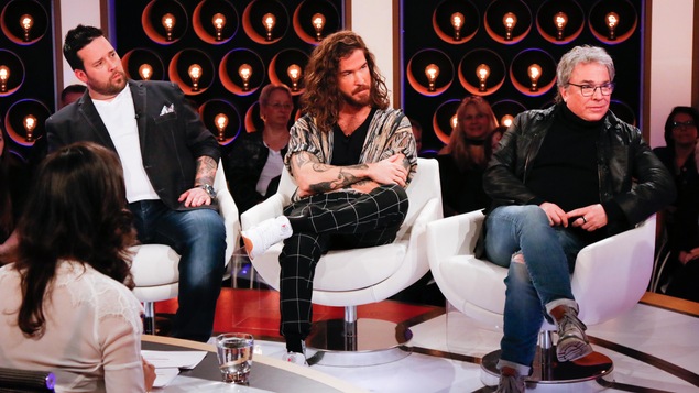 Les trois invités sur le plateau de l'émission Les échangistes. Les trois invités sur le plateau de l'émission Les échangistes.