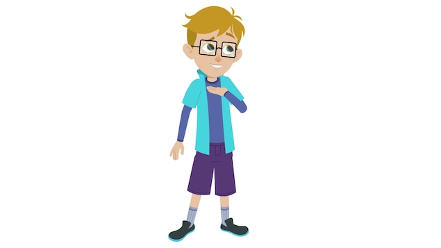 Jeune garçon portant des lunettes. 