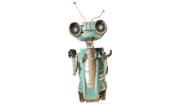 Petit robot mignon avec des grands yeux en métal