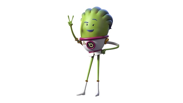 Alien femme qui fait le salut avec deux doigts en riant