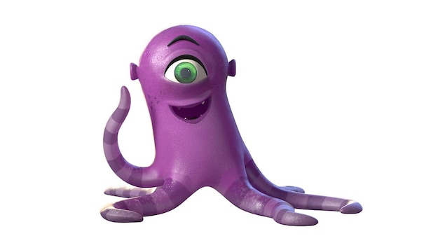 Jeune alien violet avec un oeil et six pattes