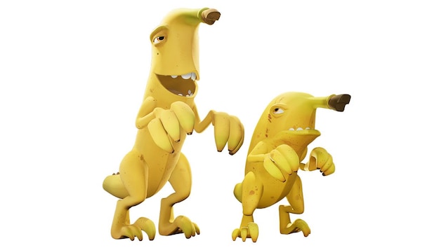 Deux dinosaures en formes de bananes