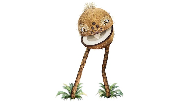 Dinosaure avec un corps de noix de coco et deux pattes