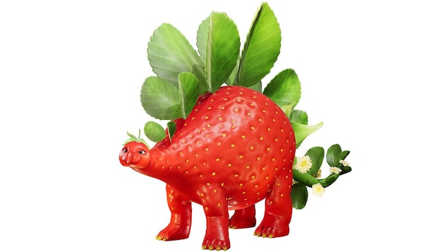 Dinosaure avec un peau en fraise