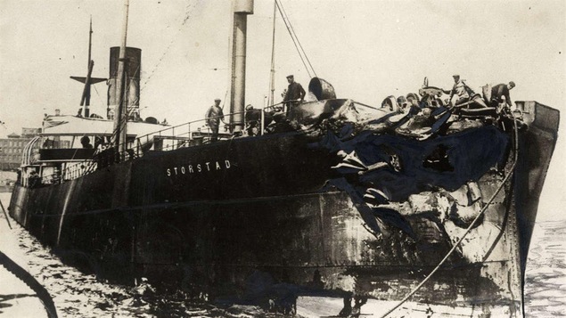 Le Storstad après sa collision avec l'Empress of Ireland