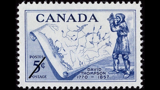 Timbre représentant le cartographe David Thompson (1957)