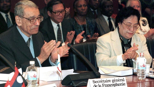 Le secrétaire général de la Francophonie, Boutros Boutros-Ghali en 1997
