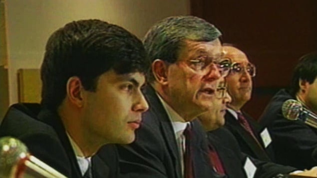 Mario Dumont et Jean Allaire lors de la fondation de l'ADQ en 1994