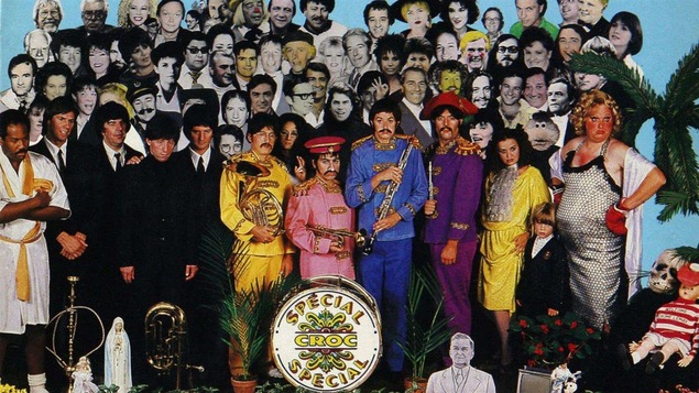 Photomontage tiré de la une du spécial musique du magazine <em>Croc</em> d'octobre 1988.